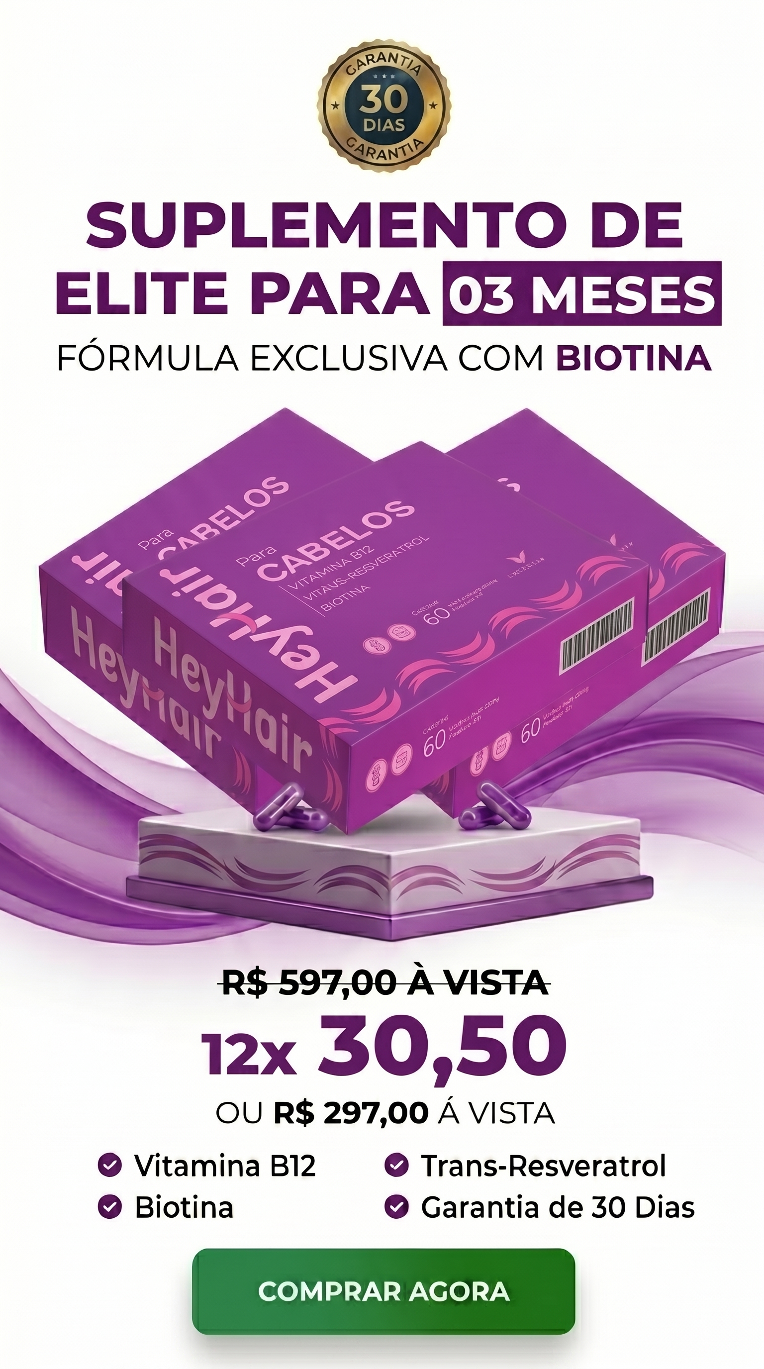 Comprar Kit 3 Potes Hey Hair (Mais Vendido)